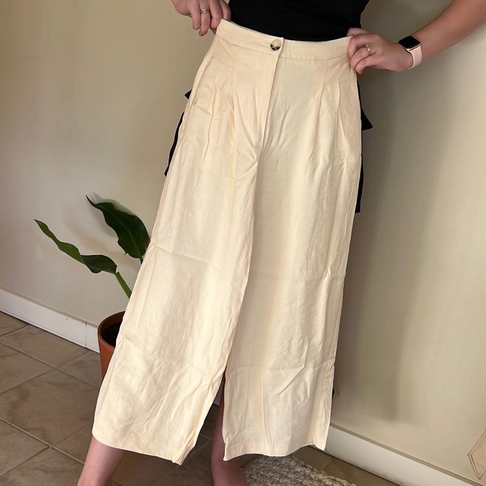 Topshop Wide Leg Cream Culotte Pants